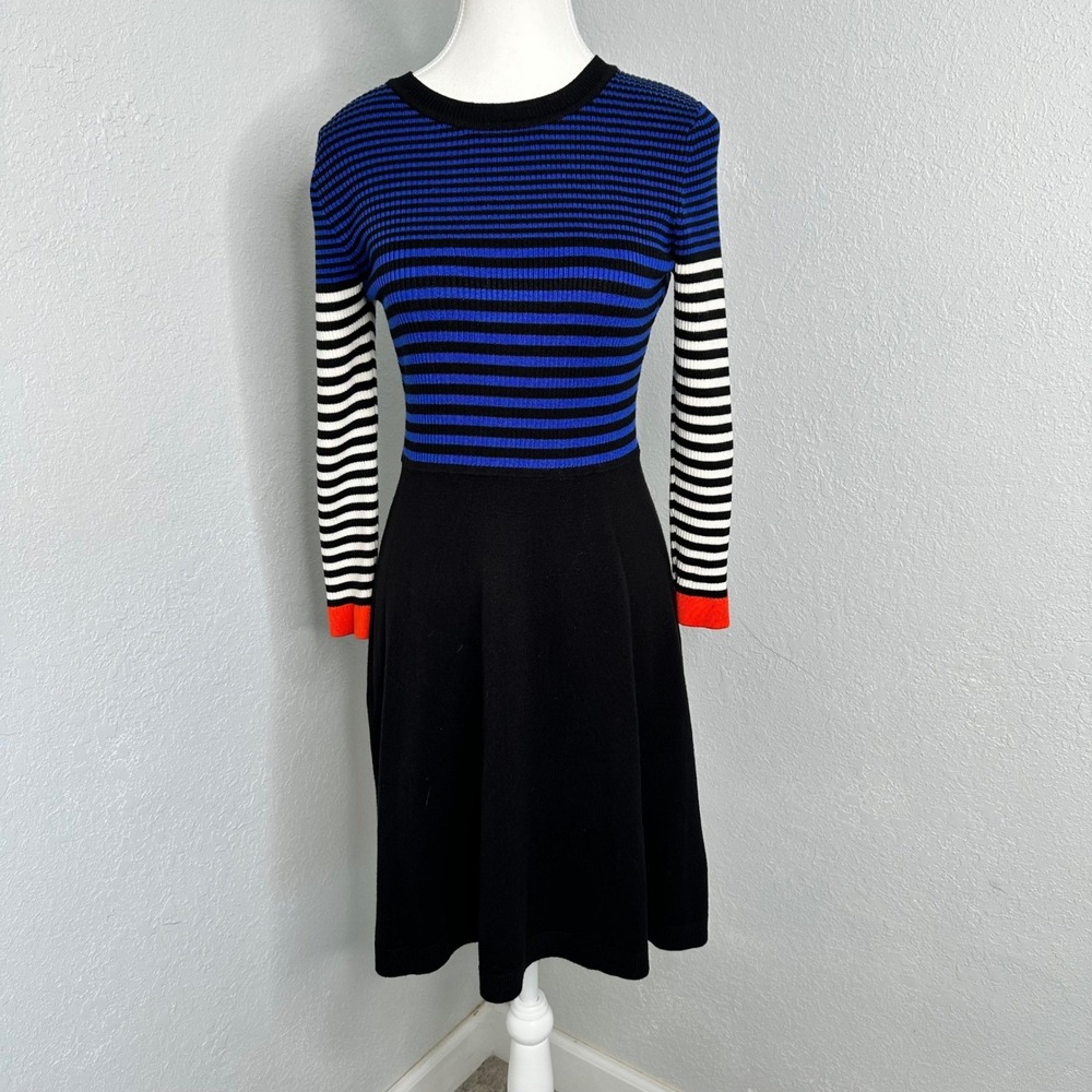 NWOT Eliza J Womens Striped Fit‎ and Flare Knit Sweater Dress size S